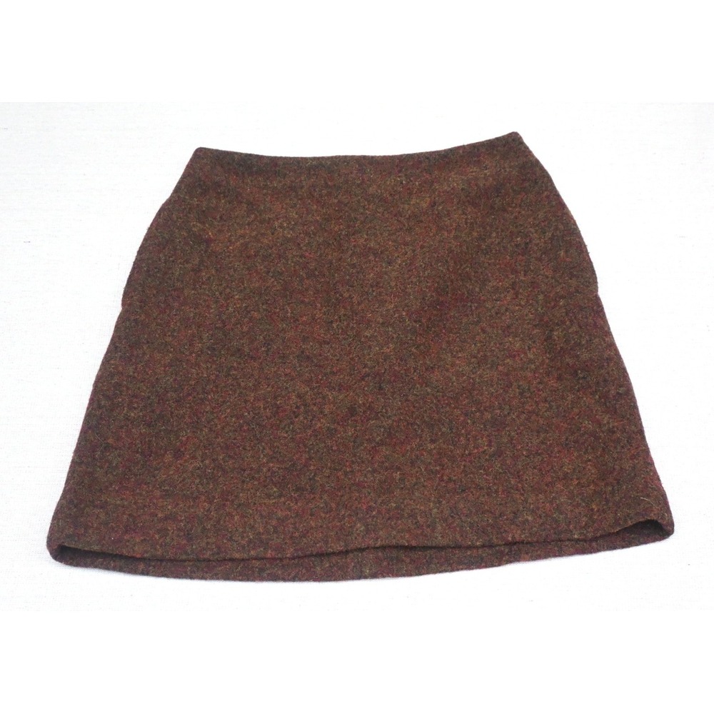 Uniqlo Womens 2 Soft Wool Tweed Mini Skirt Brown Lined A Line Heather Flecked